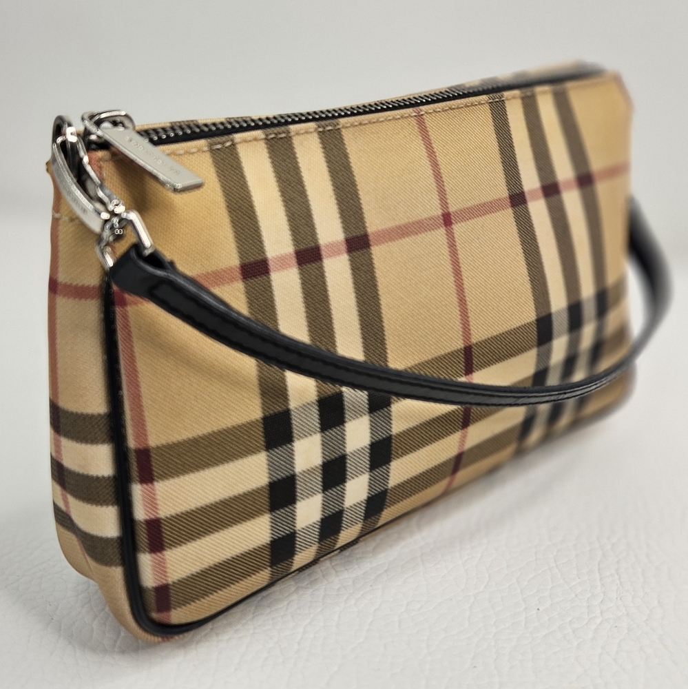 Authentic Burberry Nova Check Coated Canvas Pochette / Mini Shoulder Bag